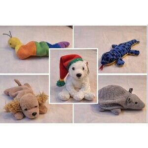 Vintage TY Beanie Baby & Teenie Beanie Lot of 5 – 1990s Plush – Armadillo, Polar